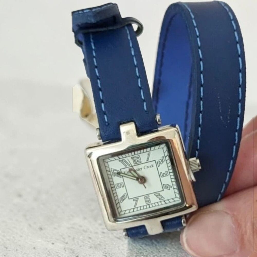 Coldwater Creek Double Wrap Watch, Blue Faux Leather Strap